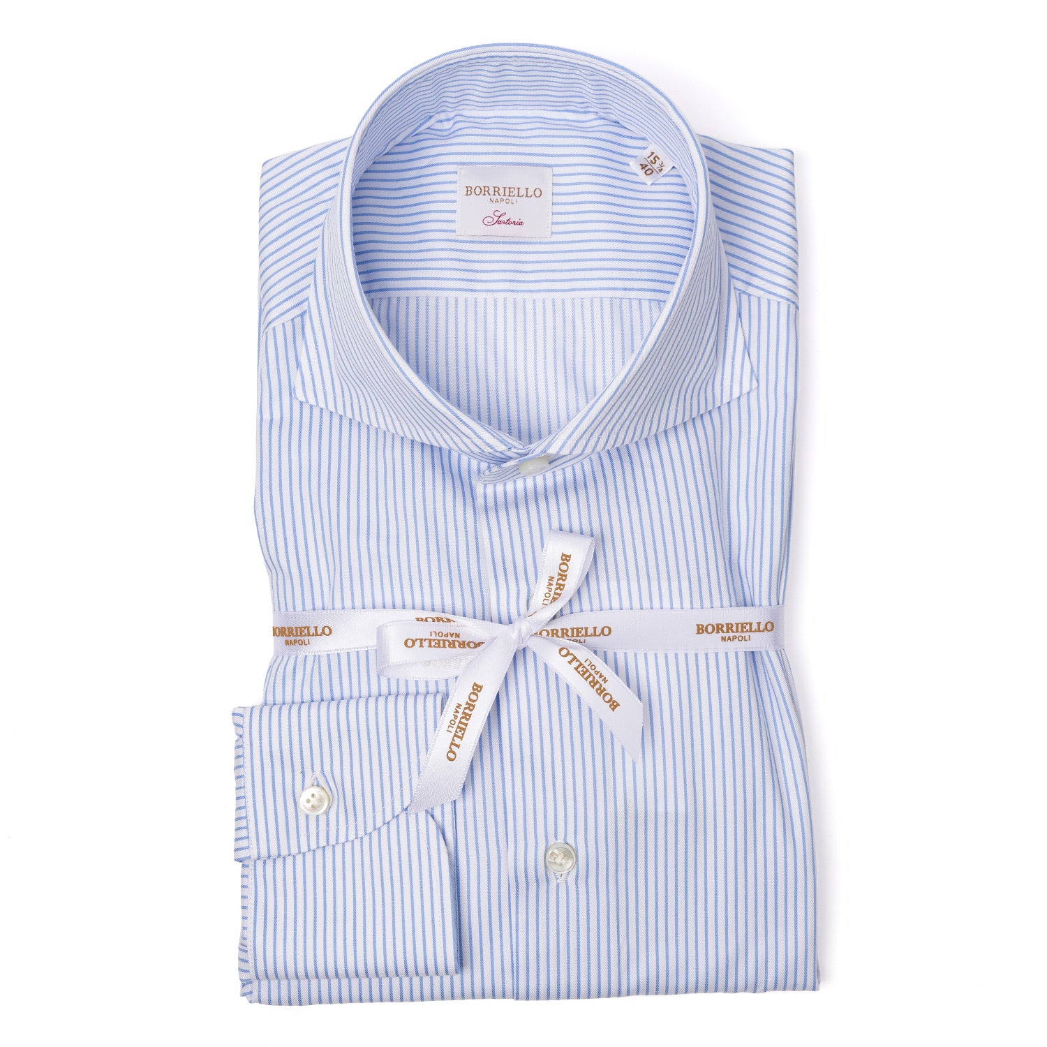 Gestreiftes Hemd "Royal Twill" mit Haifischkragen und Sportmanschette - Handarbeit